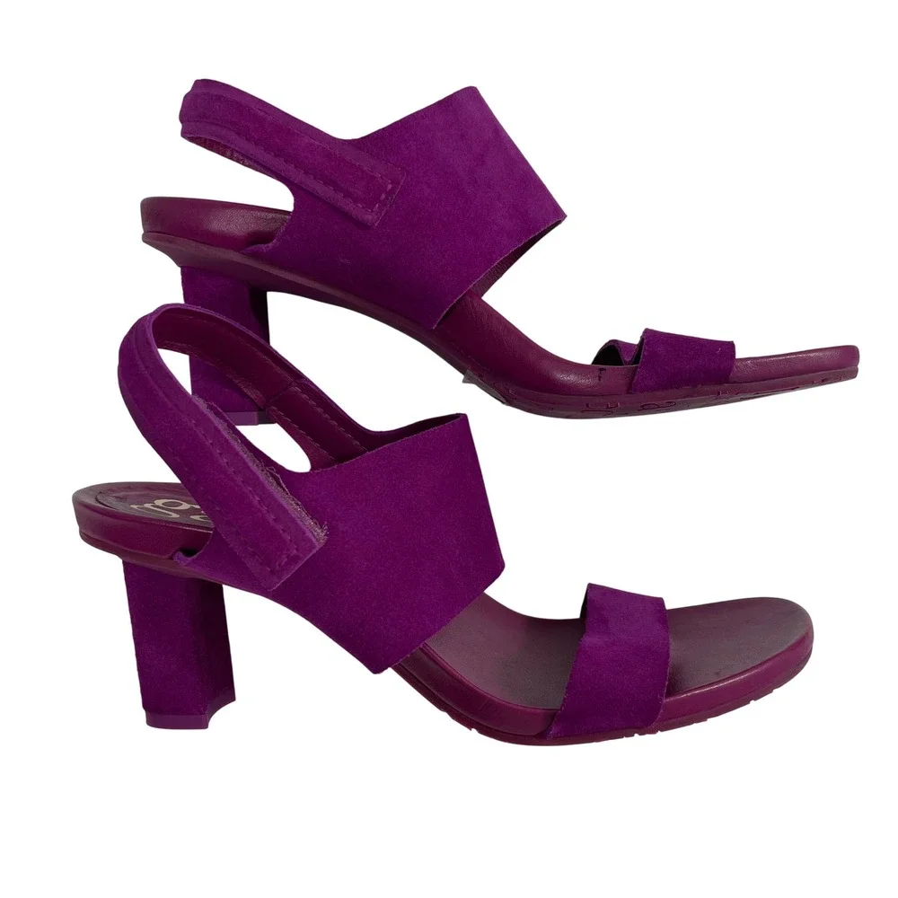 NWT Pedro Garcia Collins Purple Suede Slingback Block Heel Sandals Size 40 US 10
